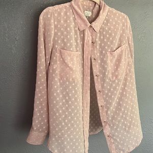 A New Day French Dot light pink sheer blouse